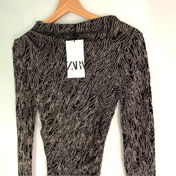ZARA LONG SLEEVE KNIT DRESS WITH METALLIC THREAD - Picture 8 of 14